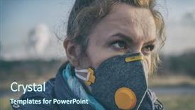  Presentation with air pollution - Beautiful PPT theme featuring wearing a real anti-pollution backdrop and a ocean colored foreground