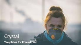  Presentation with pollution air - Audience pleasing slides consisting of wearing a real anti-pollution backdrop and a ocean colored foreground