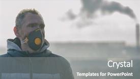  Presentation with smog - Colorful PPT layouts enhanced with wearing a real anti-pollution backdrop and a gray colored foreground