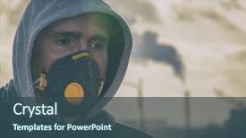  Presentation with air pollution - Audience pleasing theme consisting of wearing a real anti-pollution backdrop and a ocean colored foreground