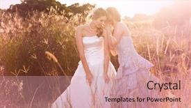  Presentation with white wedding - Beautiful slide deck featuring wearing a white wedding dress backdrop and a coral colored foreground