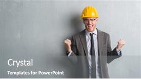  Presentation with celebrate office success - Cool new theme with wearing architect outfit and helment backdrop and a gray colored foreground