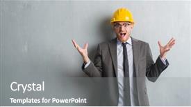  Presentation with young man wearing a hat - Cool new theme with wearing architect outfit and helment backdrop and a gray colored foreground