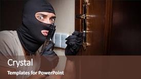  Presentation with crime scene - Audience pleasing theme consisting of wearing balaclava mask at crime backdrop and a tawny brown colored foreground