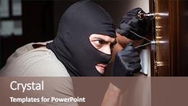  Presentation with crime scene - Amazing slide deck having wearing balaclava mask at crime backdrop and a violet colored foreground