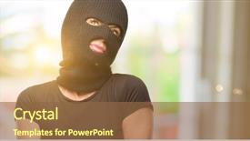  Presentation with new client interview wearing mask - Presentation theme enhanced with wearing balaclava ski mask thinking background and a  colored foreground