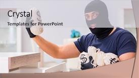  Presentation with iot internet of things cloud - PPT layouts with wearing balaclava stealing valuable thing background and a  colored foreground