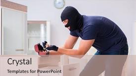  Presentation with to get more things done - Audience pleasing PPT theme consisting of wearing balaclava stealing valuable thing backdrop and a  colored foreground