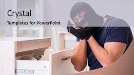  Presentation with lawyer client meeting wearing mask - Beautiful PPT layouts featuring wearing balaclava stealing valuable thing backdrop and a light gray colored foreground