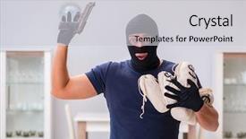  Presentation with futuristic internet of things iot - PPT layouts with wearing balaclava stealing valuable thing background and a light gray colored foreground