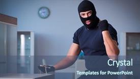  Presentation with internet of things - Colorful PPT theme enhanced with wearing balaclava stealing valuable thing backdrop and a  colored foreground