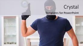  Presentation with lawyer client meeting wearing mask - PPT layouts having wearing balaclava stealing valuable thing background and a light gray colored foreground
