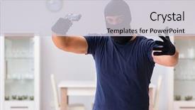  Presentation with internet of things - PPT layouts enhanced with wearing balaclava stealing valuable thing background and a  colored foreground