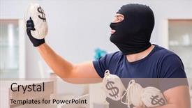  Presentation with god all things are possible - Colorful theme enhanced with wearing balaclava stealing valuable thing backdrop and a  colored foreground