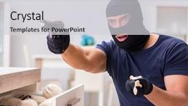  Presentation with to get more things done - Beautiful presentation design featuring wearing balaclava stealing valuable thing backdrop and a  colored foreground