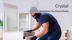  Presentation with new client interview wearing mask - Cool new PPT theme with wearing balaclava stealing valuable thing backdrop and a  colored foreground