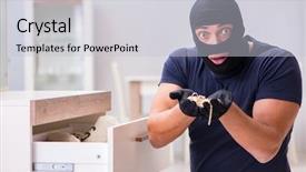  Presentation with iot internet of things cloud - Presentation theme with wearing balaclava stealing valuable thing background and a light gray colored foreground
