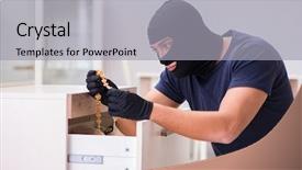 Presentation with futuristic internet of things iot - PPT theme consisting of wearing balaclava stealing valuable thing background and a light gray colored foreground