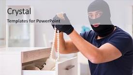  Presentation with god all things are possible - Presentation design with wearing balaclava stealing valuable thing background and a light gray colored foreground