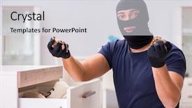  Presentation with iot internet of things cloud - Amazing presentation theme having wearing balaclava stealing valuable thing backdrop and a light gray colored foreground