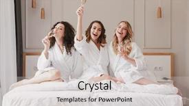  Presentation with drinking glass - PPT layouts having wearing bathrobe celebtating bridal shower background and a light gray colored foreground