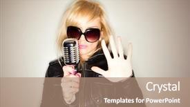  Presentation with rockstar - Cool new slides with wearing black jacket singing rockstar backdrop and a coral colored foreground