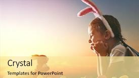  Presentation with bunny - Slide deck having wearing bunny ears on easter background and a blonde colored foreground