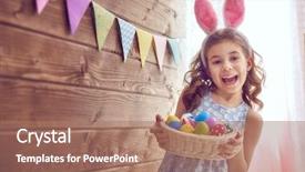  Presentation with easter basket - Presentation design having wearing bunny ears on easter background and a coral colored foreground