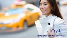  Presentation with taxi cabs new york city - Amazing slides having wearing coat downtown with yellow backdrop and a sky blue colored foreground