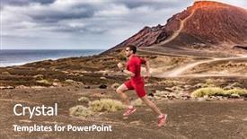  Presentation with running race - Presentation theme having wearing compression clothes sport endurance background and a tawny brown colored foreground