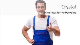  Presentation with vat value added tax isolated - Beautiful PPT theme featuring wearing coveralls isolated on white backdrop and a  colored foreground