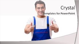  Presentation with of fireball isolated - Amazing PPT theme having wearing coveralls isolated on white backdrop and a  colored foreground