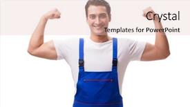  Presentation with horse and carriage isolated - Slide set consisting of wearing coveralls isolated on white background and a  colored foreground