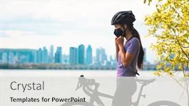  Presentation with exercise sport - Beautiful theme featuring wearing-covid-19-mask backdrop and a light gray colored foreground
