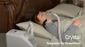  Presentation with machine - Presentation design consisting of wearing cpap machine for sleep background and a gray colored foreground