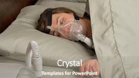 Presentation with machine - Beautiful PPT theme featuring wearing cpap machine for sleep backdrop and a gray colored foreground
