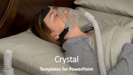  Presentation with sleep apnea - Slide set with wearing cpap machine for sleep background and a gray colored foreground