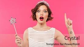  Presentation with magic wand - Cool new slides with wearing crown and holding magic backdrop and a lemonade colored foreground