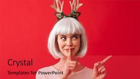  Presentation with cute - Colorful PPT theme enhanced with wearing deer ears costume carnival backdrop and a red colored foreground