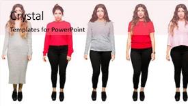  Presentation with simple minimalist white - Slide deck having wearing different looks over white background and a coral colored foreground