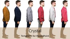  Presentation with business profile - Slide set featuring wearing different looks over white background and a coral colored foreground