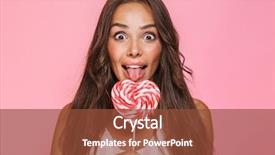  Presentation with lollipop - Colorful PPT layouts enhanced with wearing dress laughing and eating backdrop and a tawny brown colored foreground