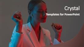  Presentation with dance and music - Slide set with wearing earpods listening to music background and a dark gray colored foreground