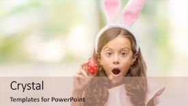  Presentation with christian easter jesus risen - Cool new PPT layouts with wearing easter rabbit ears scared backdrop and a  colored foreground