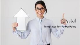  Presentation with photo - PPT theme featuring wearing eyeglasses holding blank arrow background and a lemonade colored foreground