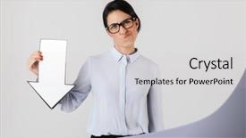  Presentation with pointer - Slide deck enhanced with wearing eyeglasses holding blank arrow background and a  colored foreground