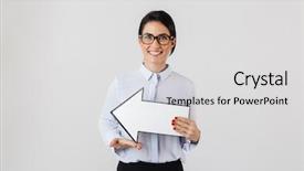  Presentation with pointer - Slide set consisting of wearing eyeglasses holding blank arrow background and a  colored foreground