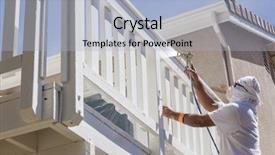  Presentation with spray - Beautiful presentation theme featuring wearing facial protection spray painting backdrop and a light blue colored foreground