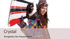  Presentation with smiling little girl - Beautiful PPT layouts featuring wearing fur vest ski googles backdrop and a  colored foreground