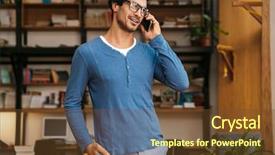  Presentation with library - Audience pleasing slides consisting of wearing glasses at the library backdrop and a  colored foreground